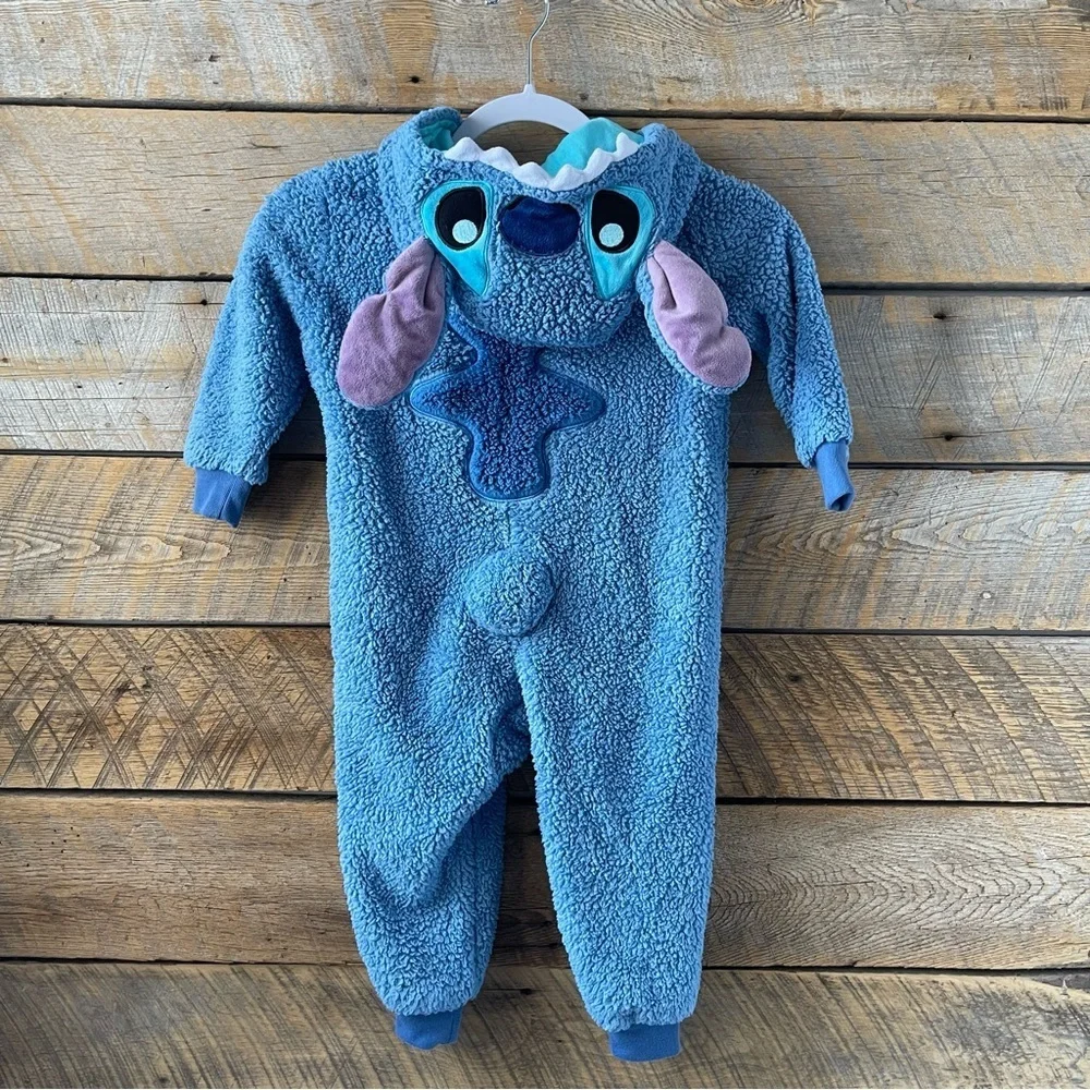Disney Store Stitch Costume Pajama Romper Jumpsuit Bodysuit Kids Sz 3 Cozy
